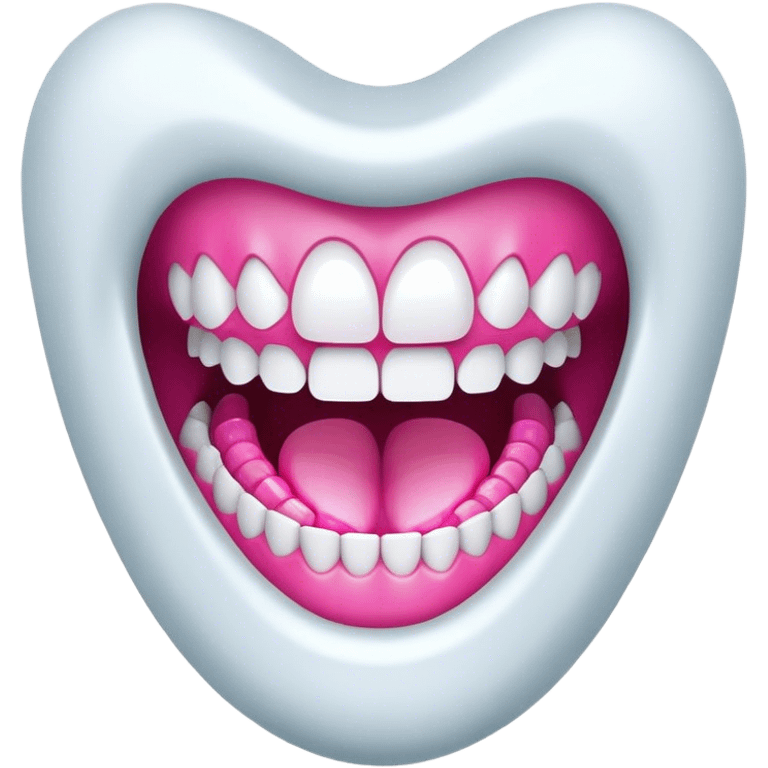 A huge mouth designed with computer graphics, featuring a digital effect emoji