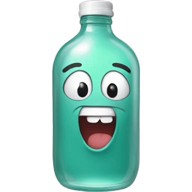 happy emoji with a pimple holding a bottle emoji