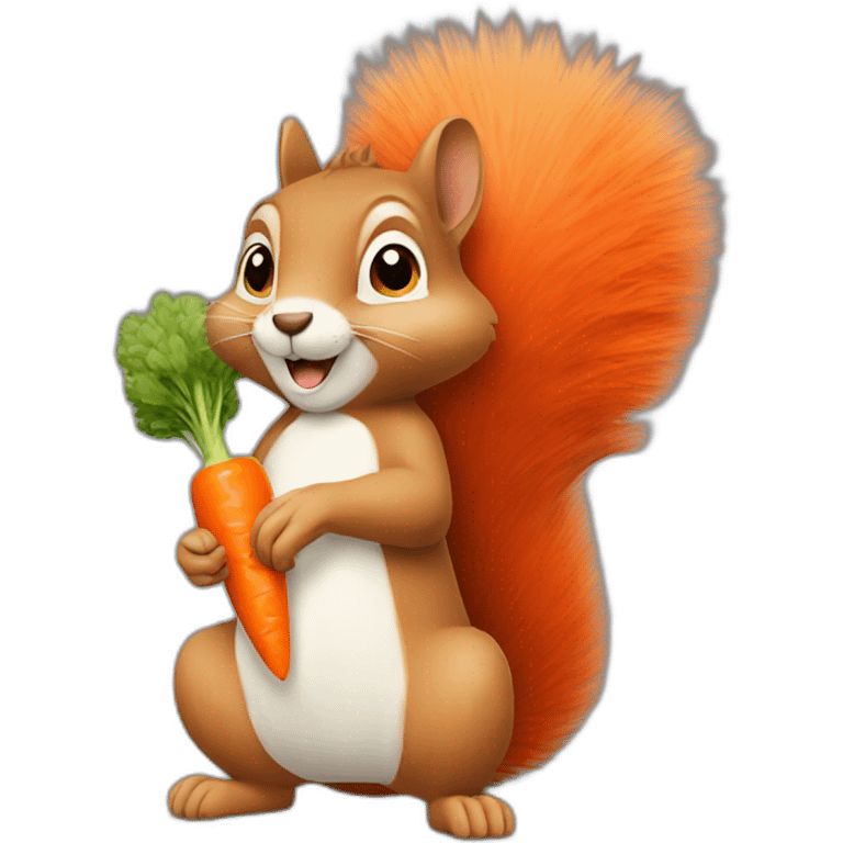 a squirrel holds a carrot in its paws emoji