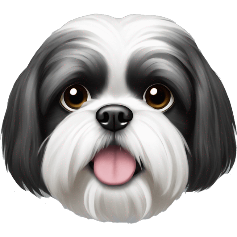 a black and white shih tzu emoji