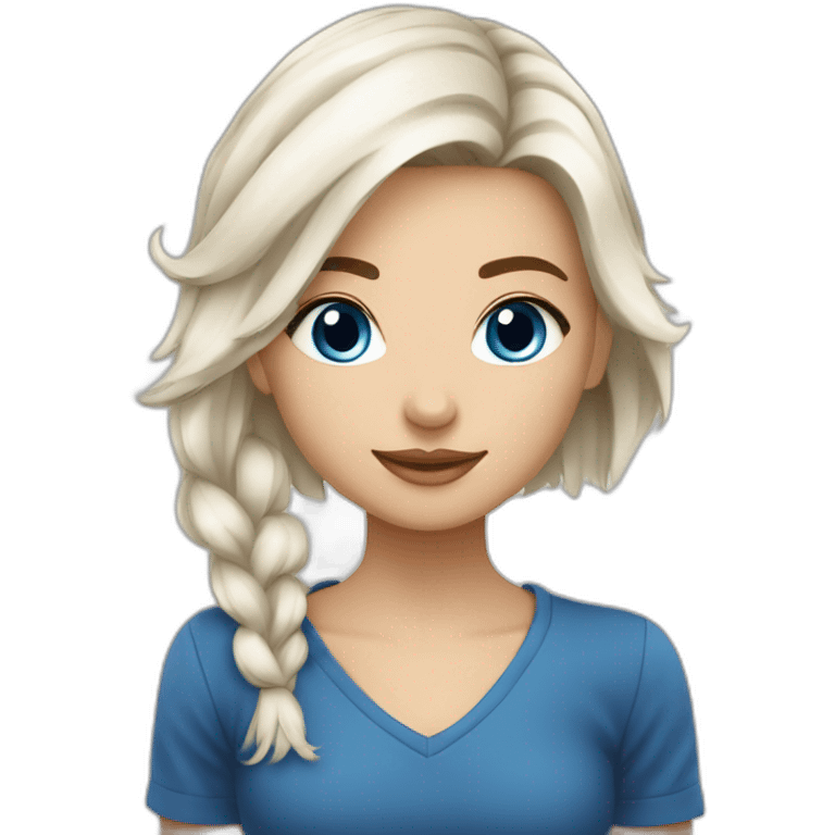 Fille blanche cheveux marron yeux bleu emoji