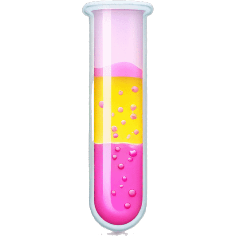 Test tube filled by yellow with light pink at the top liquid emoji