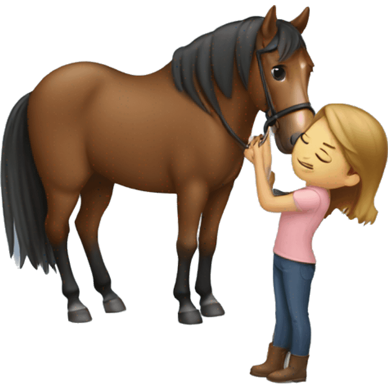 girl hugging her horse brown emoji