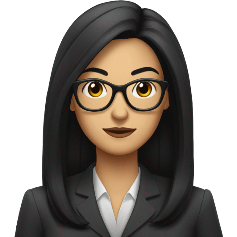 Female defense attorney with long black hair with glasses emoji