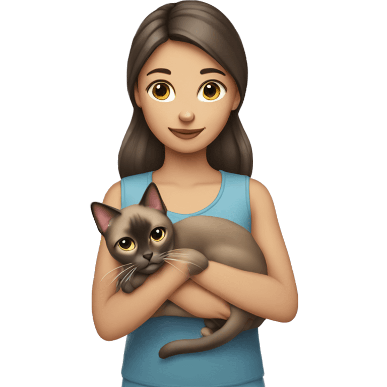 Girl holding Siamese cat emoji