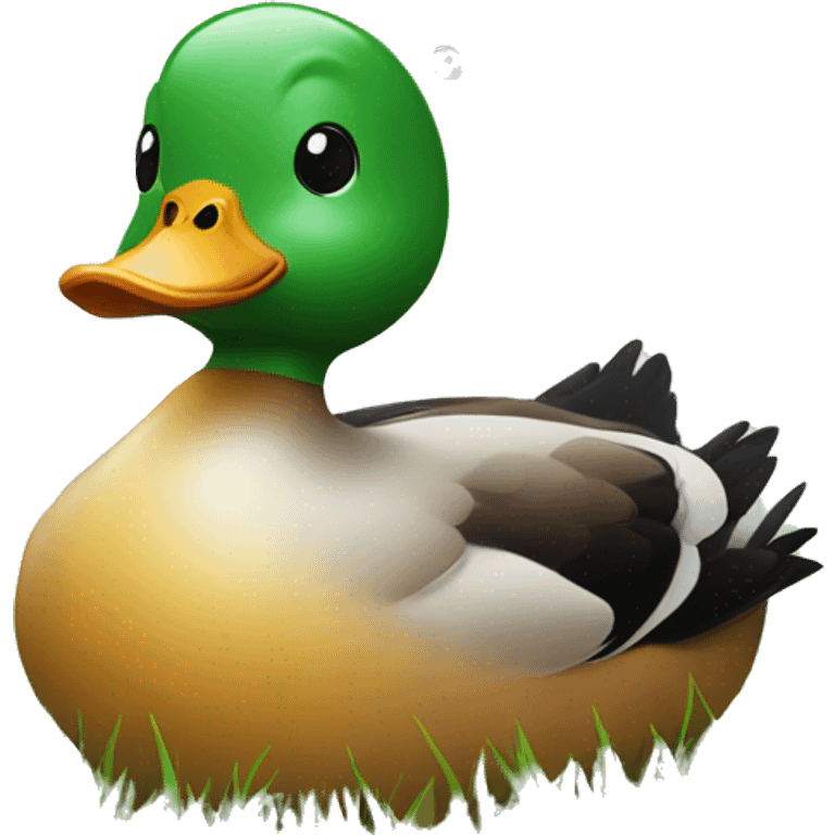 duck wit bubbles in grass emoji