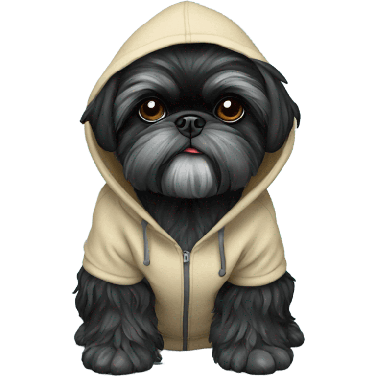 Black Shih Tzu wearing a Hoodie emoji