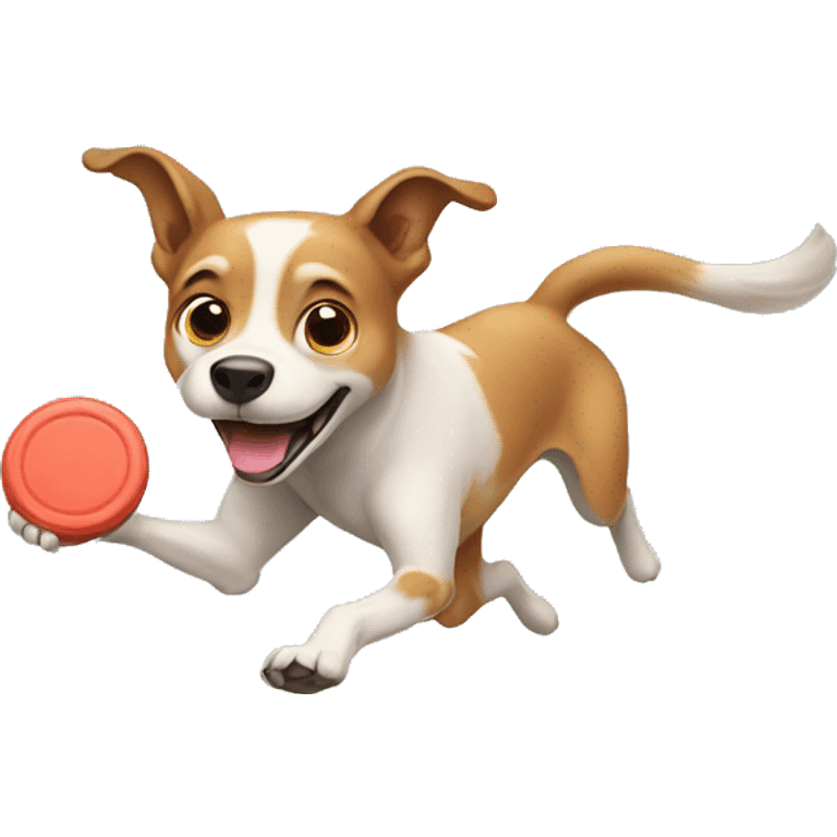 Dog catching a frisbee  emoji