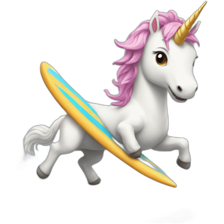 cute Unicorn surfing emoji