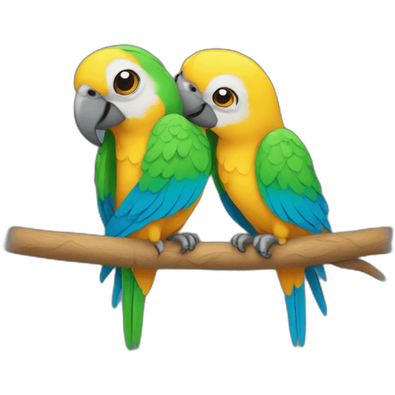 parrots hugging emoji