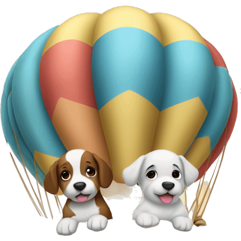 Puppies riding in a hot air balloon. emoji