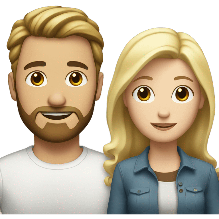 White male with a beard and brown hair, white female with short blonde hair  emoji