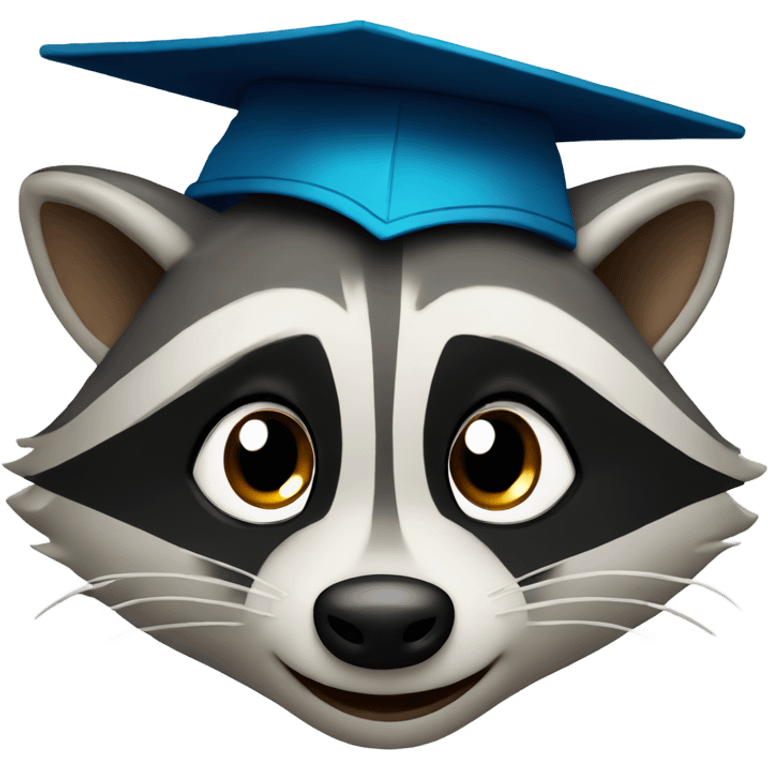 raccoon face wink eyes with graduation hat emoji