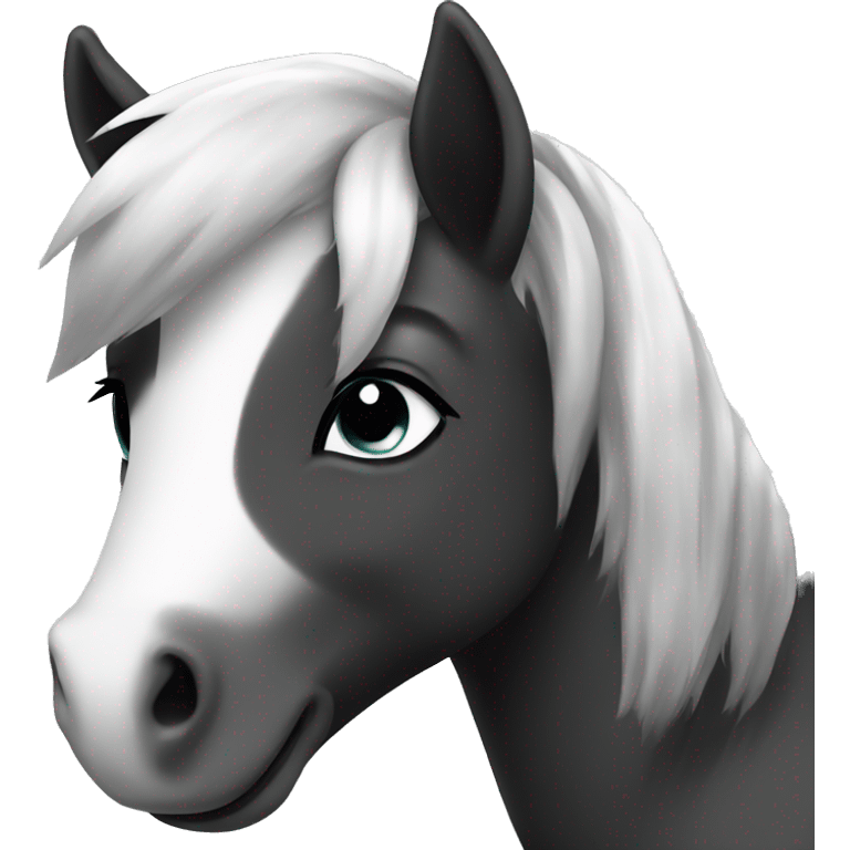 Cute black and white pony emoji