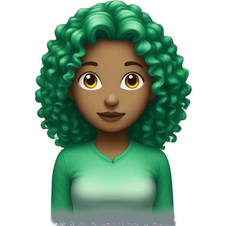 Girl with green curly hair  emoji