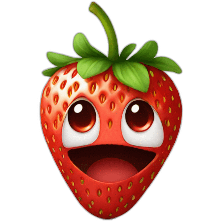 strawberry with thunder eyes emoji