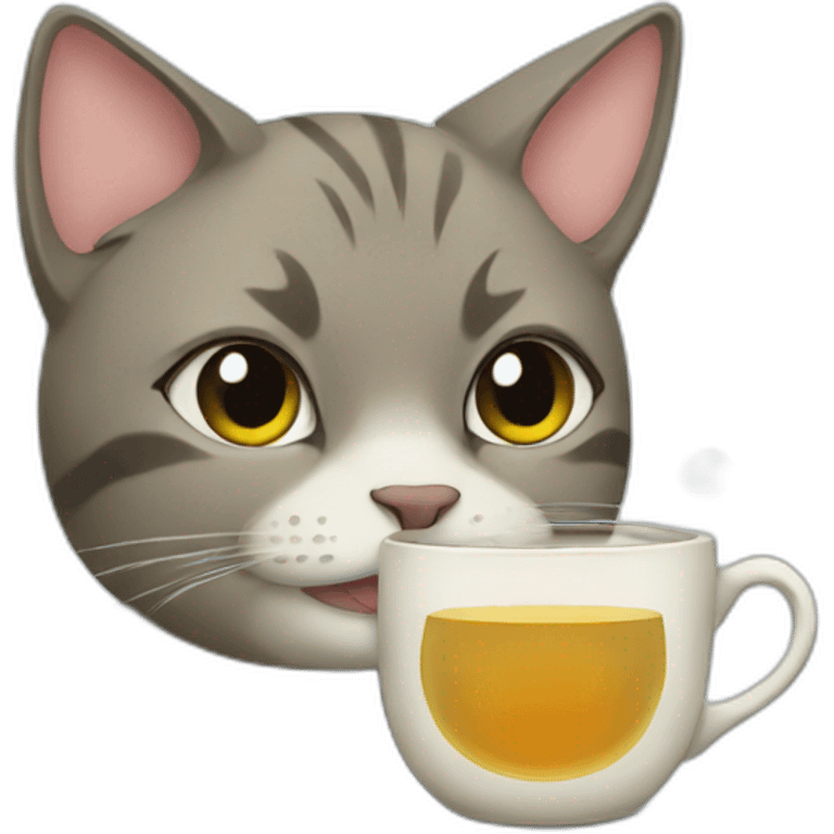 cat drinking tea emoji