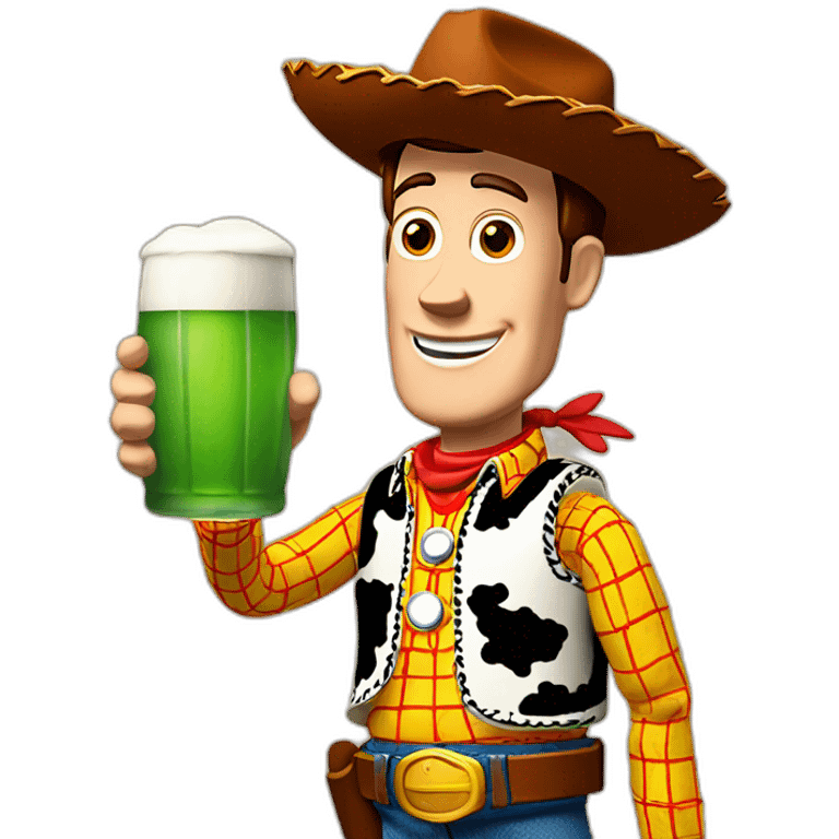 woody toy story holding a beer emoji