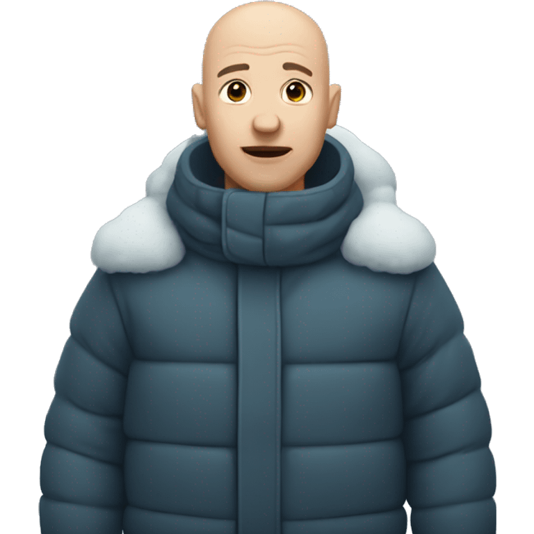 A bald man freezing in the snow emoji