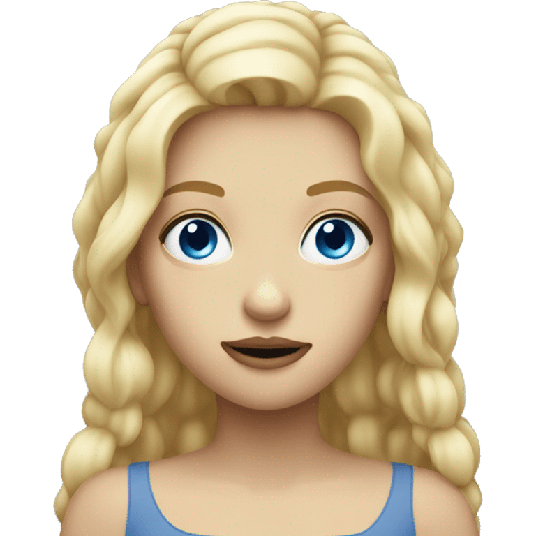 blonde girl blue eyes eating emoji