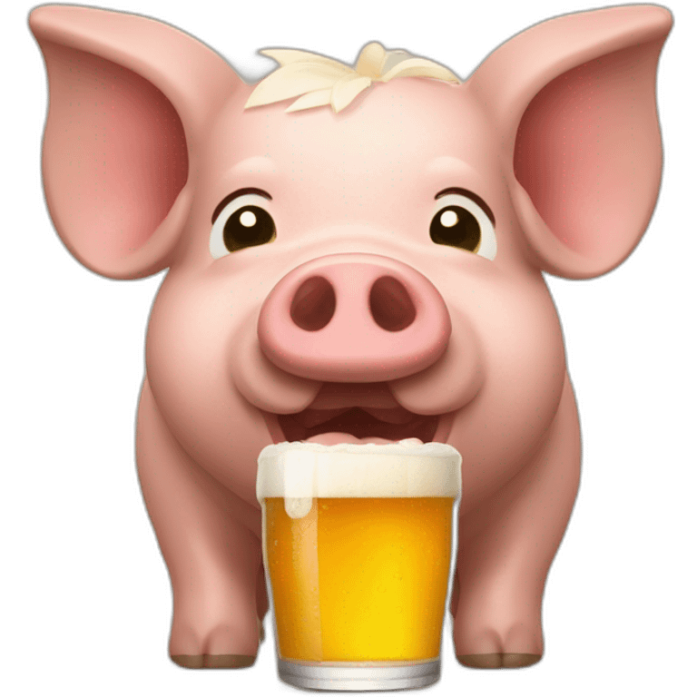 Cochon qui boit une bière emoji