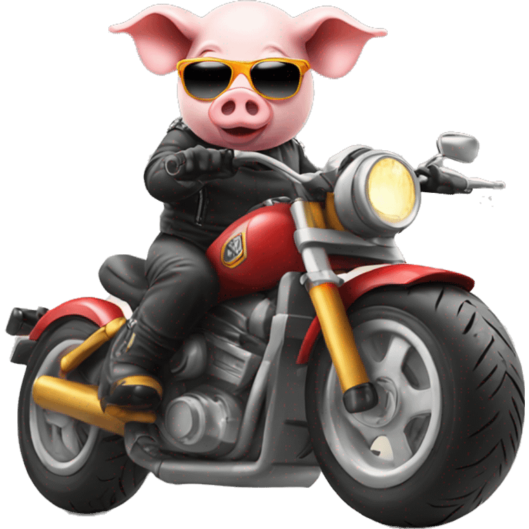 Pig on motorbike, wearing sunglasses and a helmet emoji