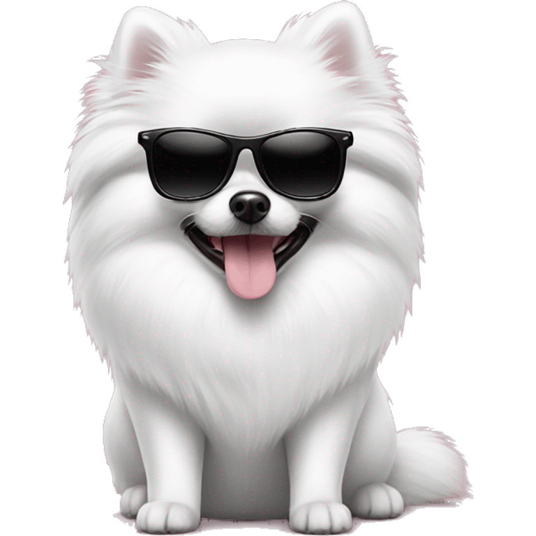 White Pomeranian with sunglasses emoji