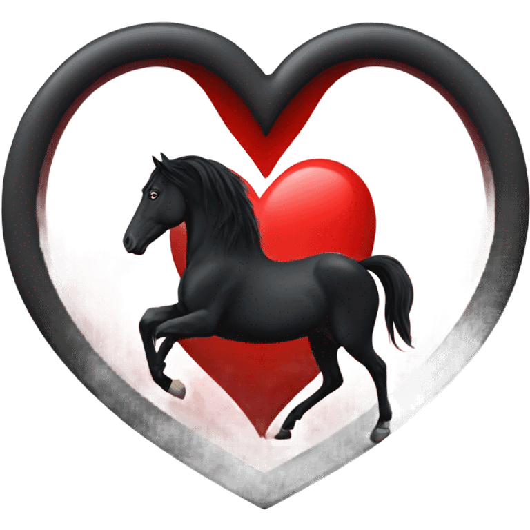 Black Horse centered within a red heart emoji