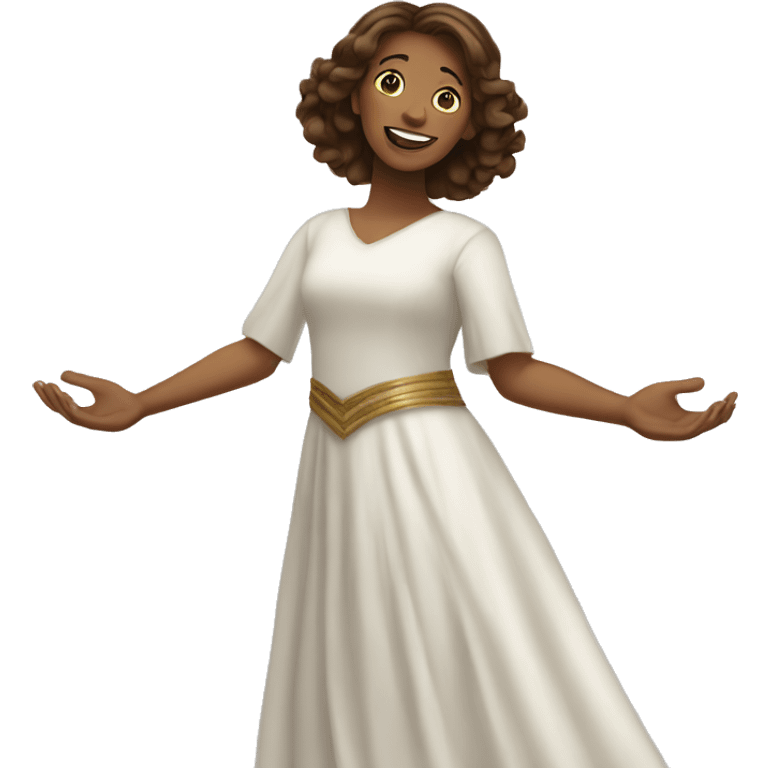 Brown haired praise dancer long white dress emoji