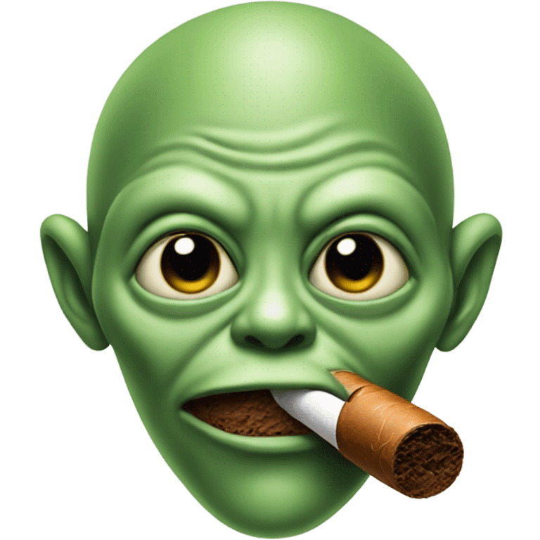 Face of alien with cigar in his mouth emoji