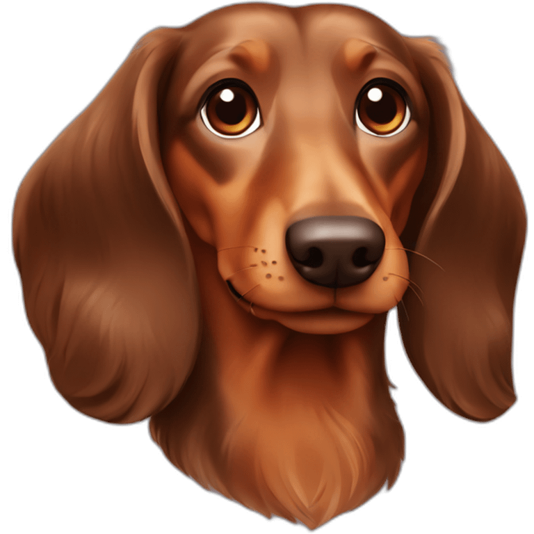 Simple Brown Long hair Dachshund dog emoji