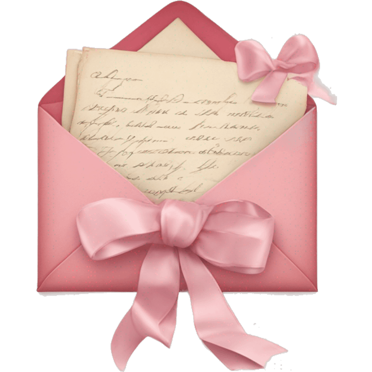 vintage love letters in envelope tied with a baby pink ribbon  emoji