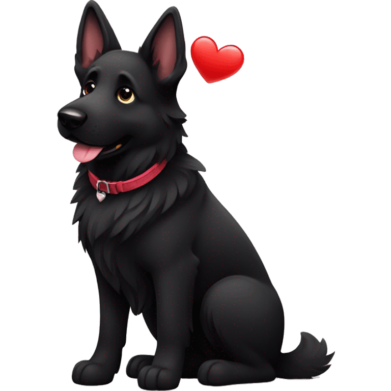 Black German shepherd dog in love  emoji