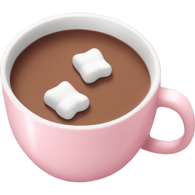 Light Pink mug of hot chocolate with marshmallows  emoji