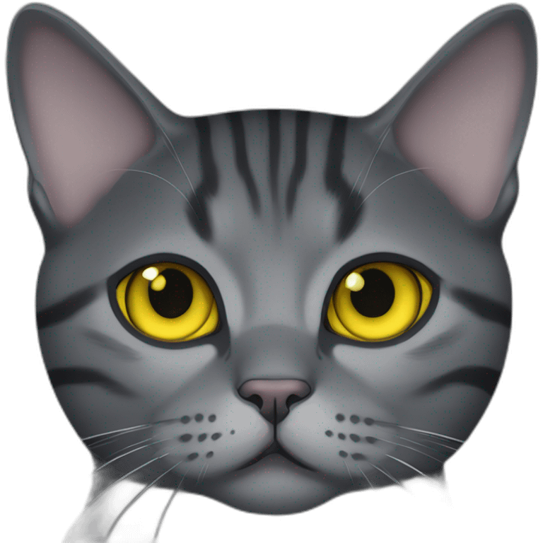 british shorthair cat in the Color black smoke with brighter stripes and yellow eyes emoji