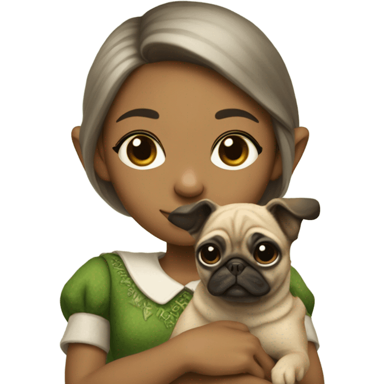 girl elf with pug emoji