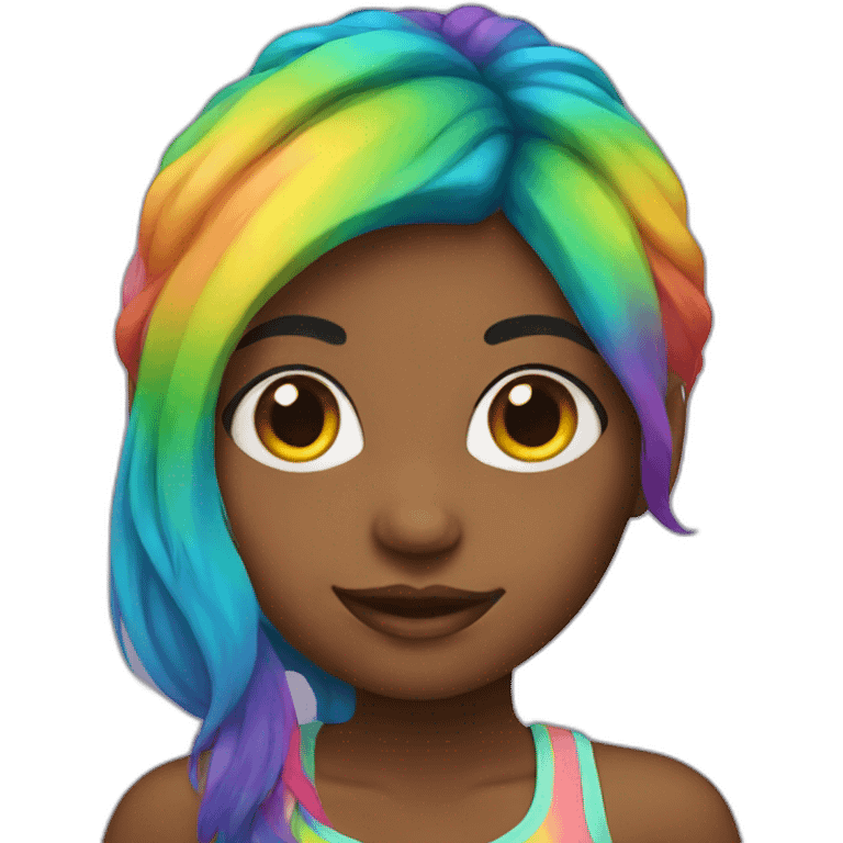 Girl with rainbow hair emoji