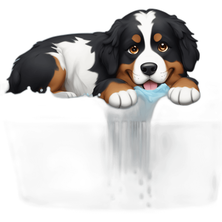 Bernese mountain dog washing emoji