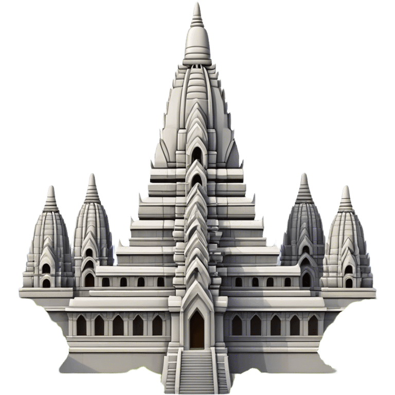 Cinematic Realistic Prambanan Temple Landmark Emoji, depicted as an ornate Hindu temple complex rendered with lifelike detail and dramatic, historical lighting. emoji