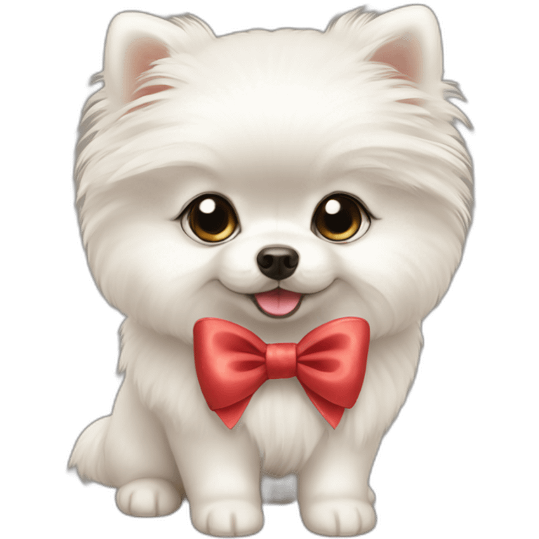 White Pomeranian puppy bow emoji