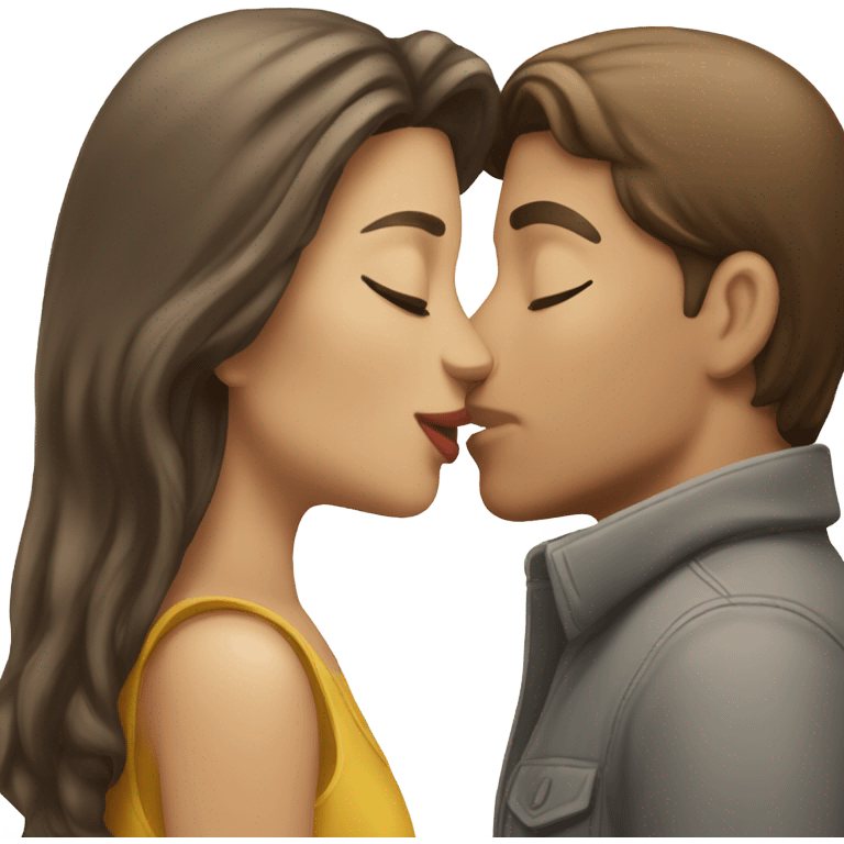 kiss-kiss white brunette girl white brunette man  emoji