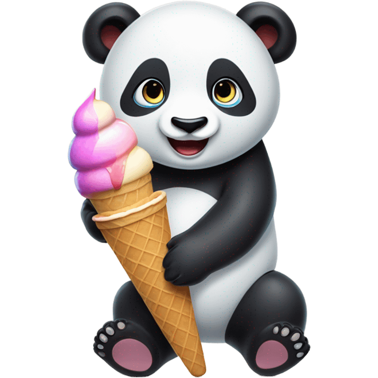 Panda eating ice cream emoji