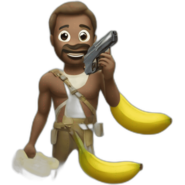 zakenman met een banaan als pistool emoji