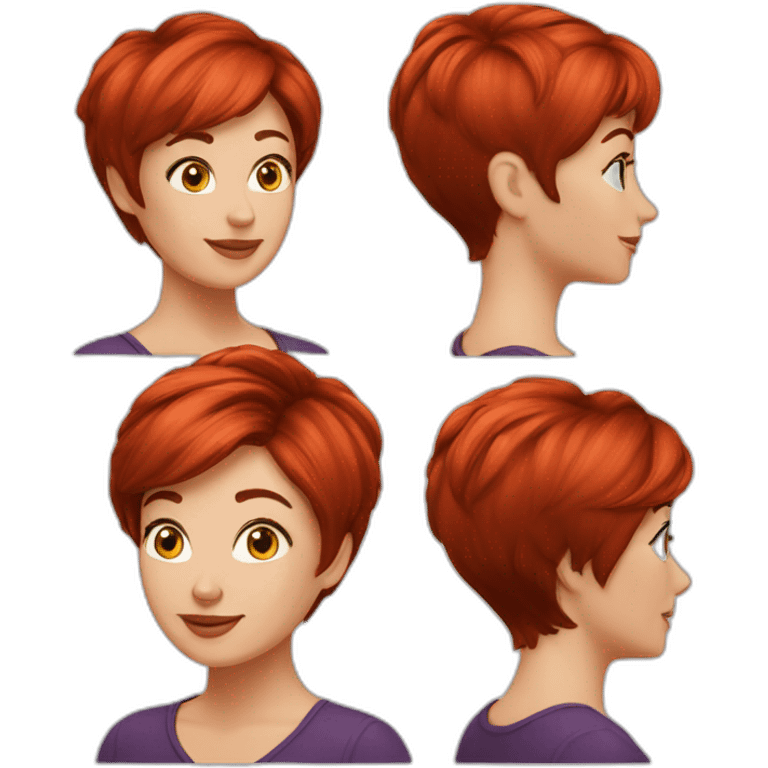 red pixie cut middle age beautiful woman emoji