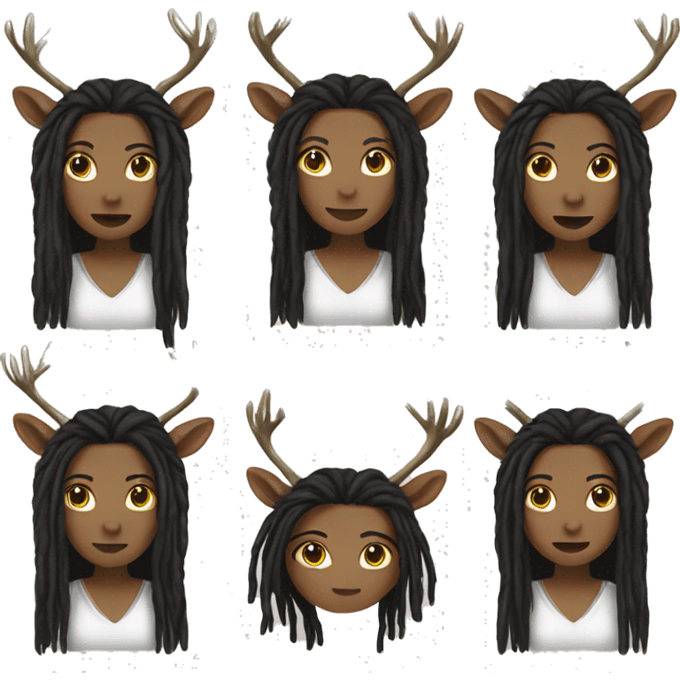 Woman deer, black dreads emoji