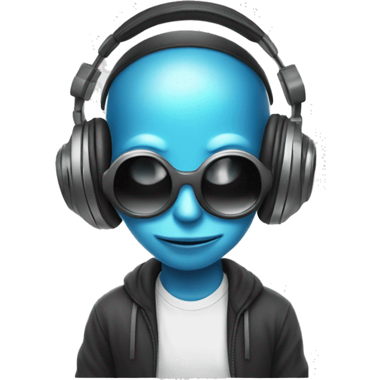 alien cute dj with headphones shaking emoji