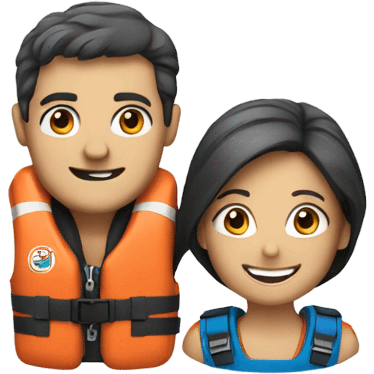 smiling couple with life jackets emoji