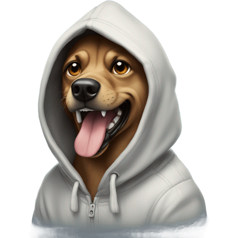 Mad dog with hoodie emoji