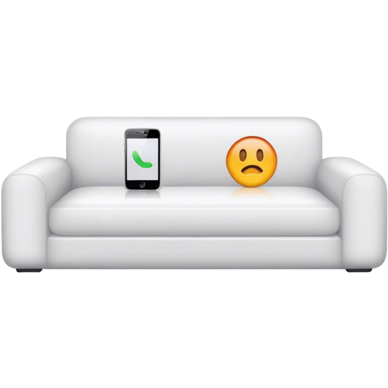 an iPhone big as the couch on a white couch emoji