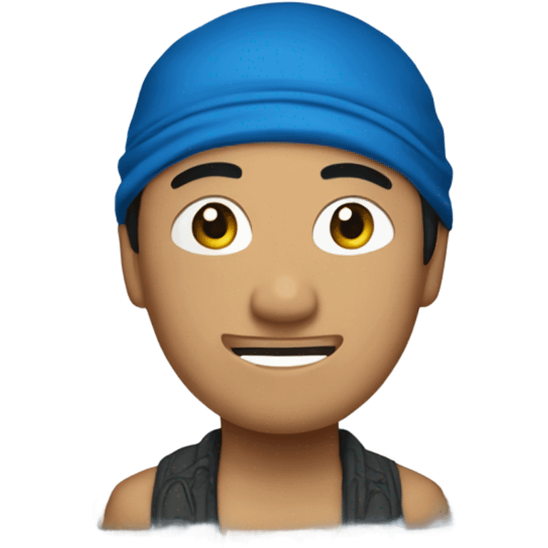 Asian man wearing blue paisley bandanna emoji